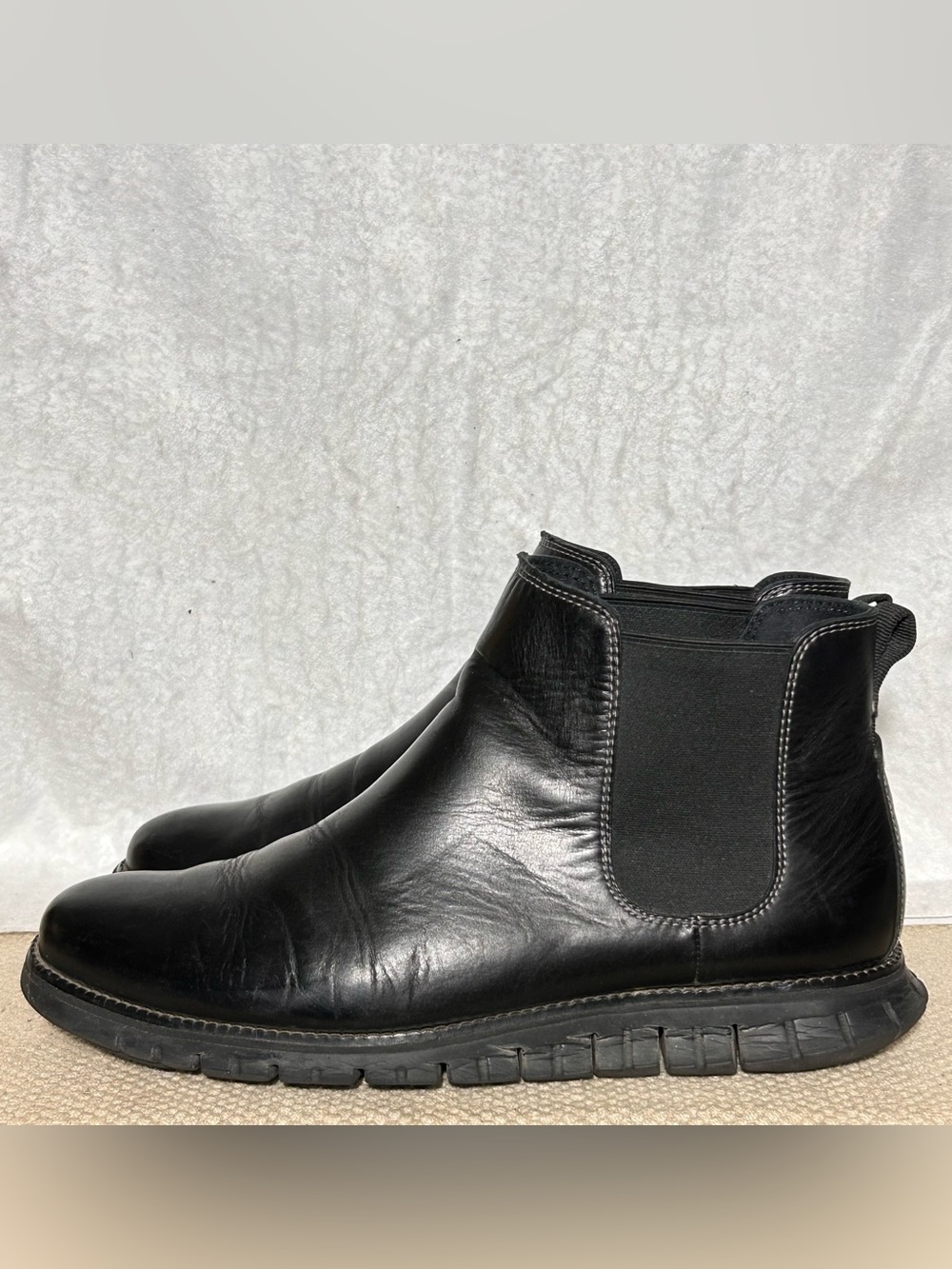 Cole Haan Mens Black Leather Zerogrand Waterproof Chelsea Pull On Boots SZ 11M - Picture 2 of 11